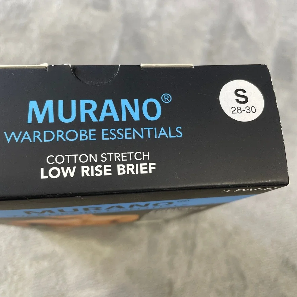 Murano 3 Pack Low‎ Rise Brief Mens Size Small 28-30 Black Cotton Stretch